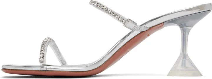 Amina Muaddi Transparent Gilda Glass Slipper 70 Heeled Sandals - Image 3