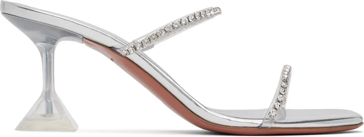 Amina Muaddi Transparent Gilda Glass Slipper 70 Heeled Sandals