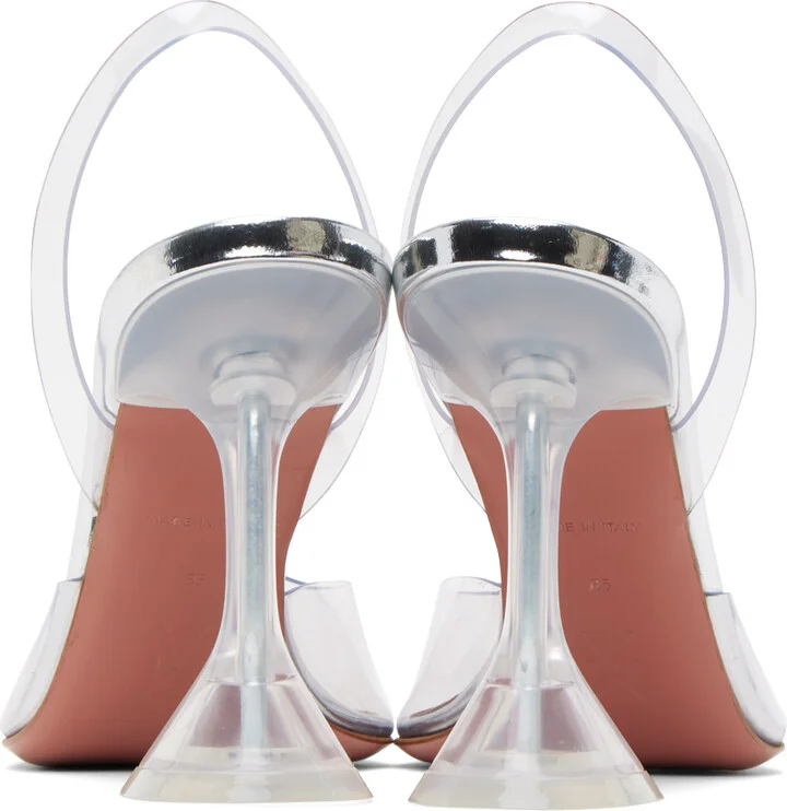 Amina Muaddi Transparent Holli Glass Sling Heels - Image 2