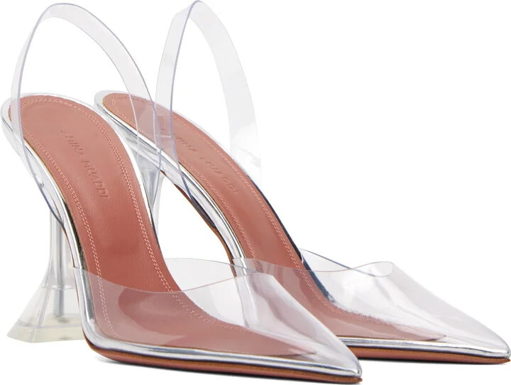 Amina Muaddi Transparent Holli Glass Sling Heels - Image 4