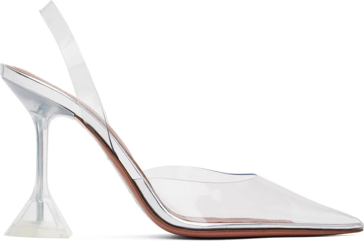 Amina Muaddi Transparent Holli Glass Sling Heels