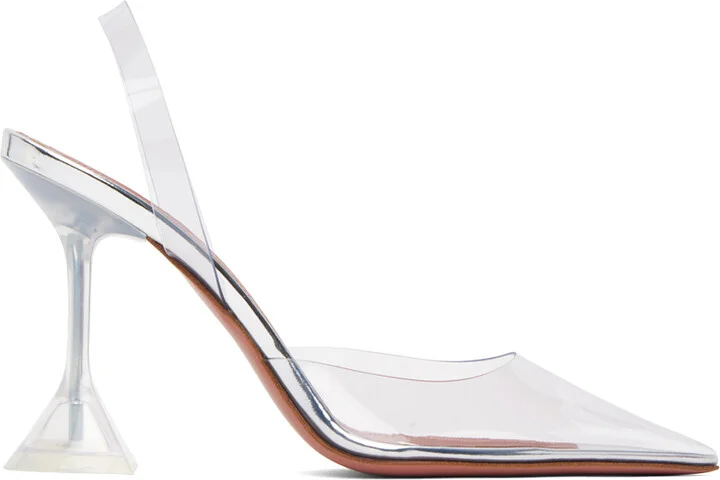 Amina Muaddi Transparent Holli Glass Sling Heels