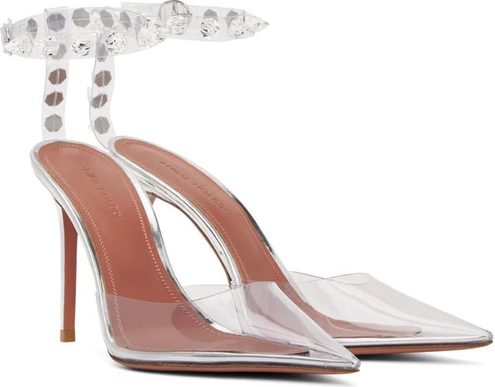 Amina Muaddi Transparent Julia Glass Heels - Image 4