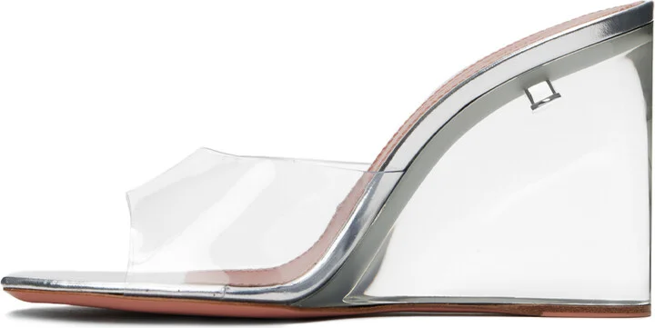 Amina Muaddi Transparent Lupita Glass Heeled Sandals - Image 3