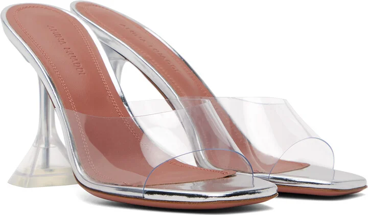 Amina Muaddi Transparent Lupita Glass Slipper Heeled Sandals - Image 4