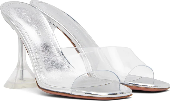 Amina Muaddi Transparent Lupita Glass Slipper Heeled Sandals - Image 4