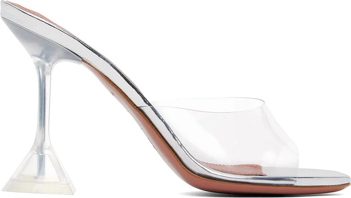 Amina Muaddi Transparent Lupita Glass Slipper Heeled Sandals