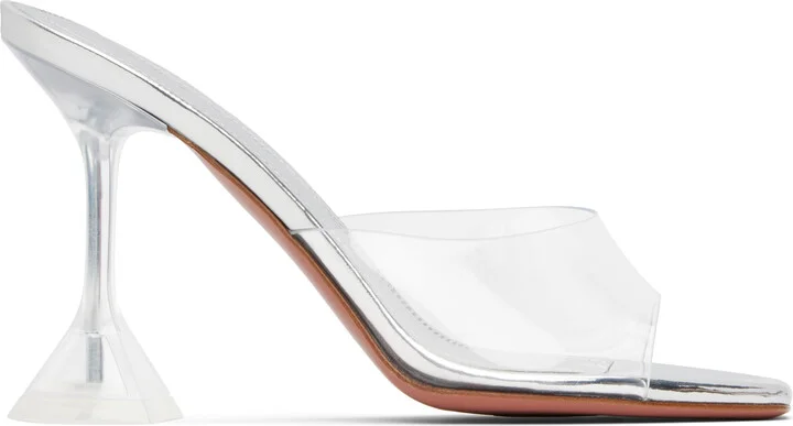 Amina Muaddi Transparent Lupita Glass Slipper Heeled Sandals