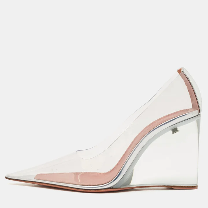 Amina Muaddi Transparent PVC Ane Wedge Pumps Size 37.5