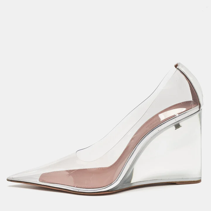 Amina Muaddi Transparent PVC Ane Wedge Pumps Size 40