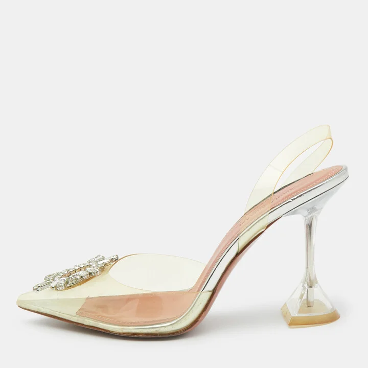 Amina Muaddi Transparent PVC Begum Pointed Toe Pumps Size 39