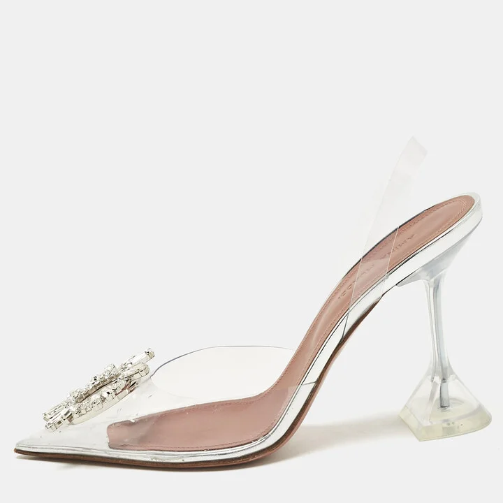 Amina Muaddi Transparent PVC Begum Slingback Pumps Size 36.5