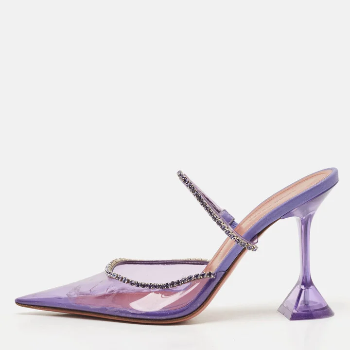 Amina Muaddi Transparent PVC Glida Crystal Glass Mules Size 40