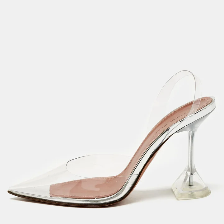 Amina Muaddi Transparent PVC Holli Glass Slingback Pumps Size 35.5