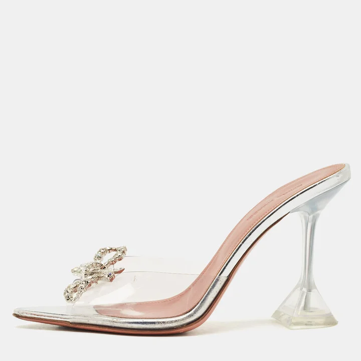 Amina Muaddi Transparent PVC Rosie Slide Sandals Size 38