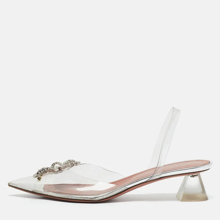 Amina Muaddi Transparent PVC Rosie Slingback Pumps Size 39