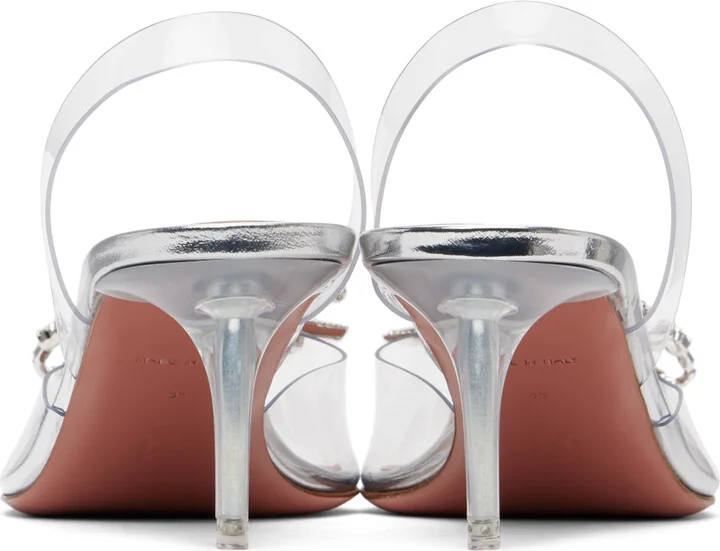 Amina Muaddi Transparent Rosie Glass Sling 60 Heels - Image 2