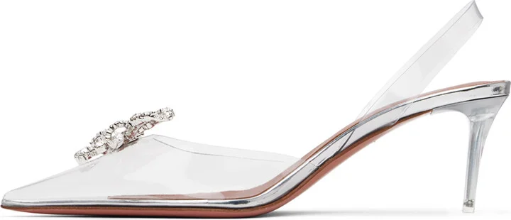 Amina Muaddi Transparent Rosie Glass Sling 60 Heels - Image 3