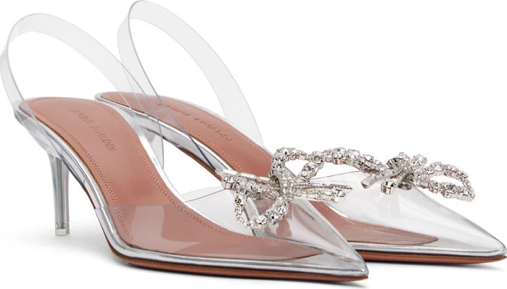 Amina Muaddi Transparent Rosie Glass Sling 60 Heels - Image 4