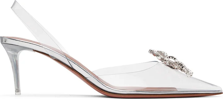 Amina Muaddi Transparent Rosie Glass Sling 60 Heels