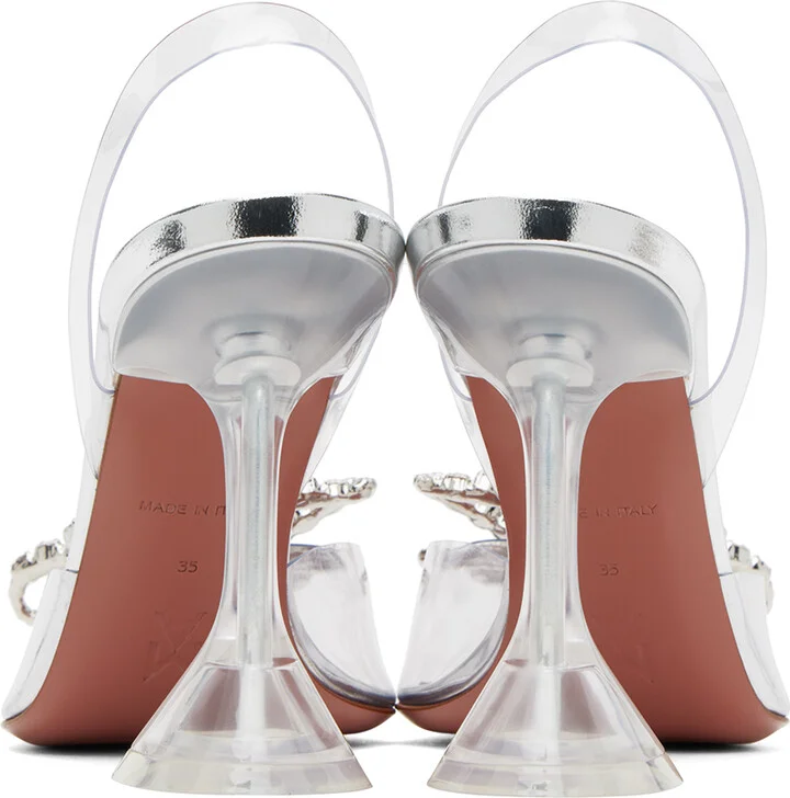 Amina Muaddi Transparent Rosie Glass Sling Heels - Image 2