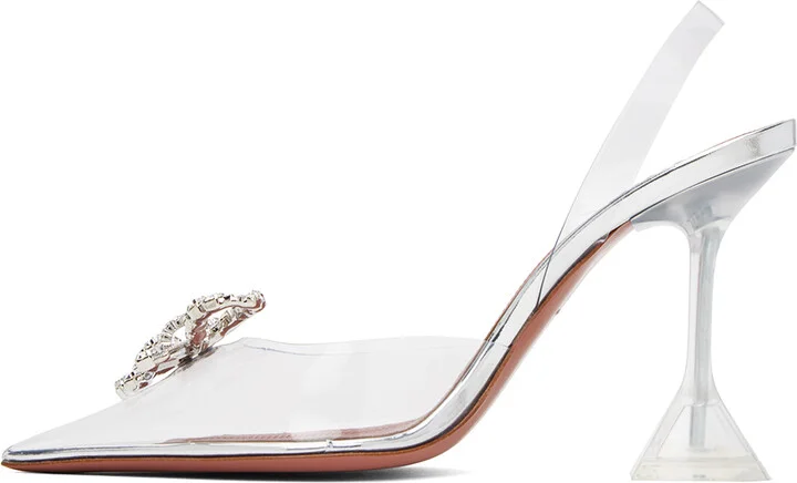 Amina Muaddi Transparent Rosie Glass Sling Heels - Image 3
