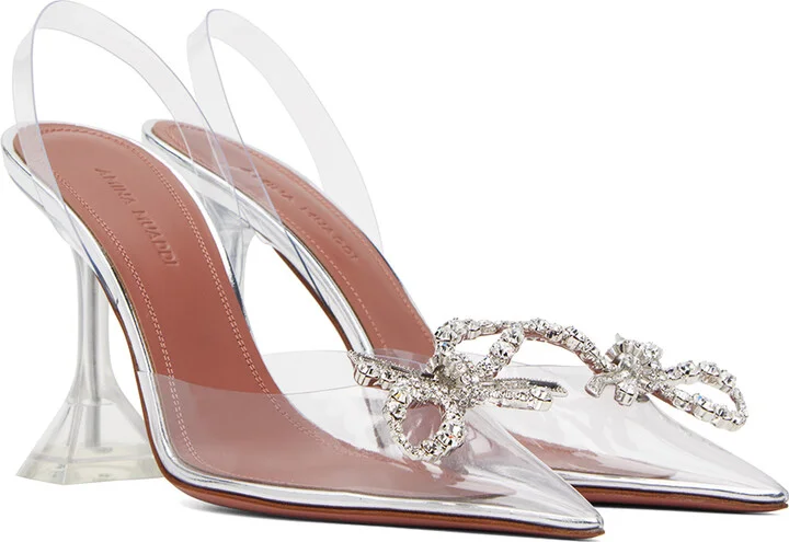 Amina Muaddi Transparent Rosie Glass Sling Heels - Image 4