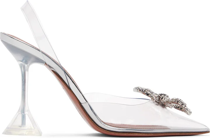 Amina Muaddi Transparent Rosie Glass Sling Heels
