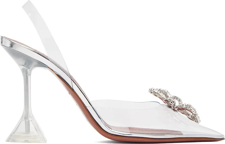 Amina Muaddi Transparent Rosie Glass Sling Heels