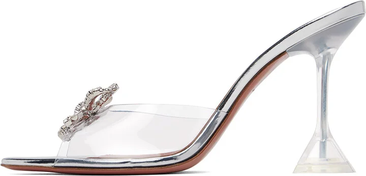 Amina Muaddi Transparent Rosie Glass Slipper Heeled Sandals - Image 3