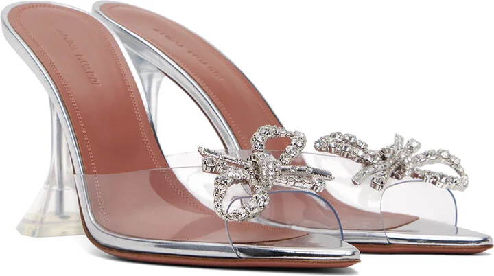 Amina Muaddi Transparent Rosie Glass Slipper Heeled Sandals - Image 4