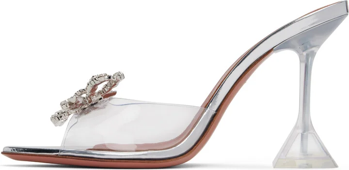 Amina Muaddi Transparent Rosie Glass Slipper Heeled Sandals - Image 3