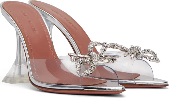 Amina Muaddi Transparent Rosie Glass Slipper Heeled Sandals - Image 4
