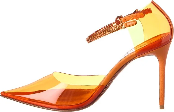 Amina Muaddi Ursina Glass 105 Vinyl & Leather Pump - Image 2