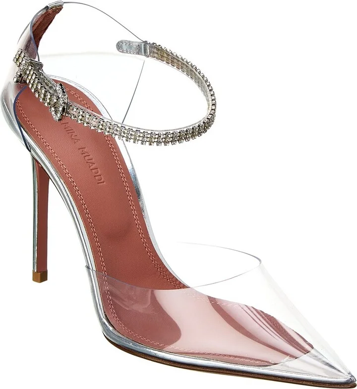 Amina Muaddi Ursina Vinyl & Leather Pump