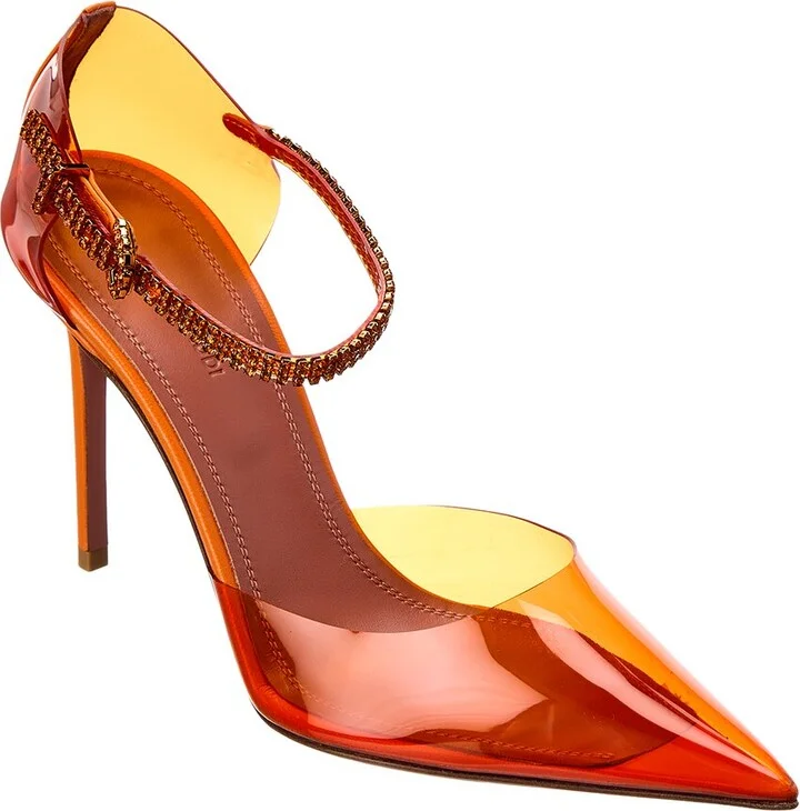 Amina Muaddi Ursina Vinyl & Leather Pump