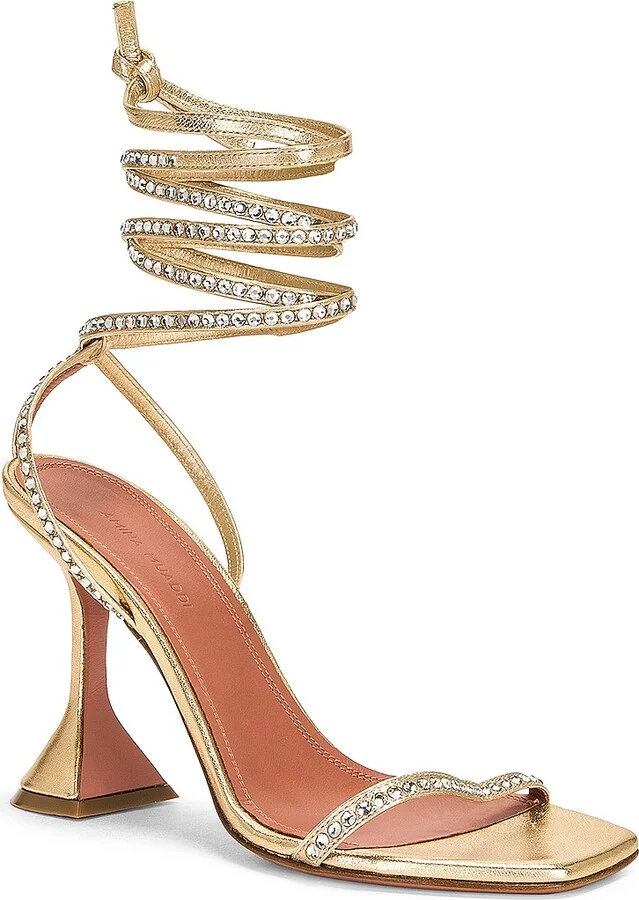 AMINA MUADDI Vita Crystal Sandal in Metallic Gold - Image 2