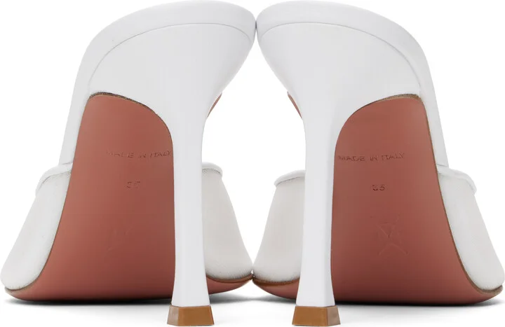 Amina Muaddi White Alexa Mesh Slipper 95 Heeled Sandals - Image 2