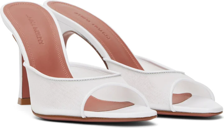 Amina Muaddi White Alexa Mesh Slipper 95 Heeled Sandals - Image 4