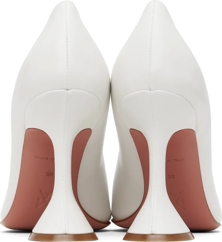Amina Muaddi White Ami Pump Heels - Image 2