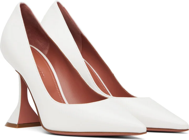Amina Muaddi White Ami Pump Heels - Image 4