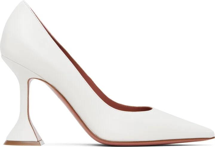 Amina Muaddi White Ami Pump Heels