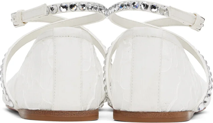 Amina Muaddi White Ane Lace Ballerina Flats - Image 2