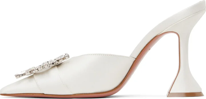 Amina Muaddi White Begum Mules - Image 3