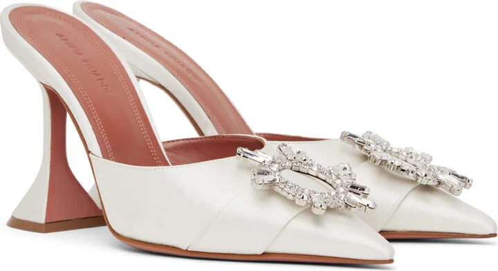 Amina Muaddi White Begum Mules - Image 4