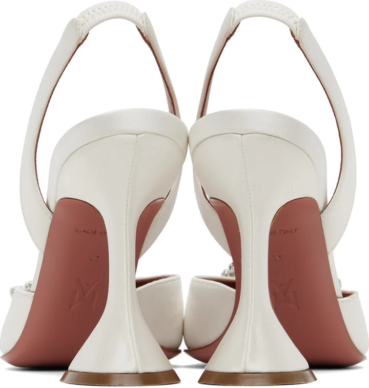 Amina Muaddi White Begum Sling Heels - Image 2