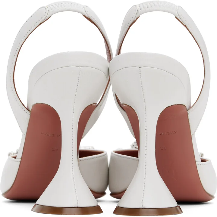 Amina Muaddi White Begum Sling Heels - Image 2