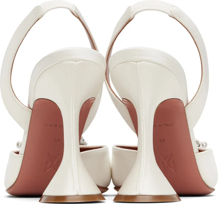 Amina Muaddi White Begum Sling Heels - Image 2