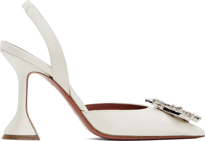 Amina Muaddi White Begum Sling Heels