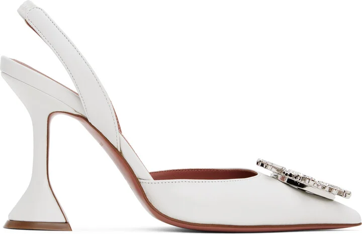 Amina Muaddi White Begum Sling Heels